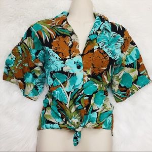 Vintage Tropical Hawaiian Button Down Shirt Size L